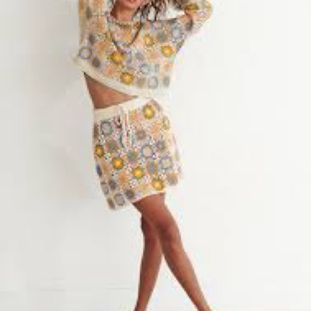 Ghanda co Crochet Patterned Skirt and stunning crochet cover top
Multicolor- set